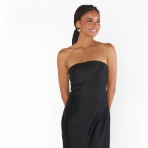Taylor Tube Maxi Dress ~ Black Luxe Satin